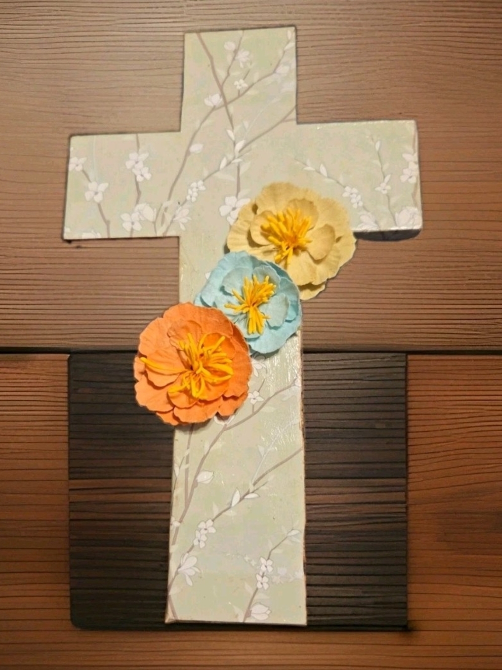 Handmade Wooden Cross for Tabletop Or Hanging Wall Decor. 9 1/2 L x 5 1/2 W